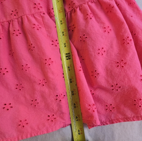 J. Crew Vibrant Pink Eyelet Tiered Skirt Vneck Ruffle Sleeveless Midi Dress - Picture 9 of 12